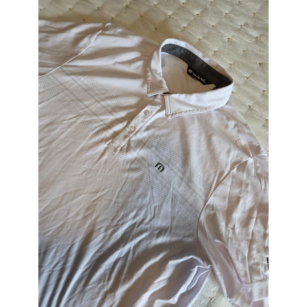 TravisMathew Mens XXL White‎ Performance Golf Polo Shirt Short Sleeve